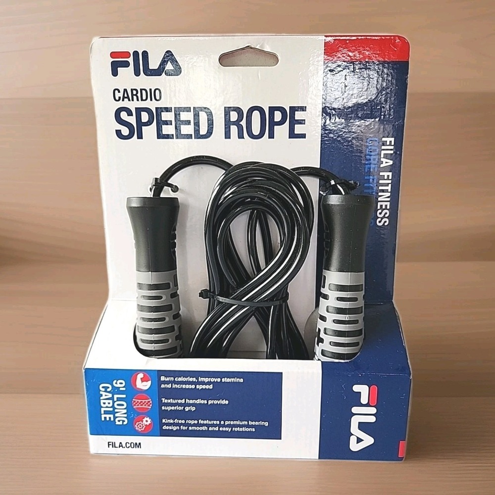 New FILA‎ Cardio Speed Jump Rope 9ft Cable Adjustustable Total Fitness Black NIB